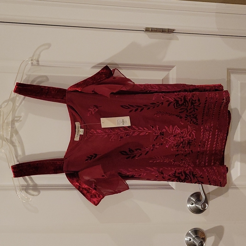 Crimson shirt with velvet detail NWT